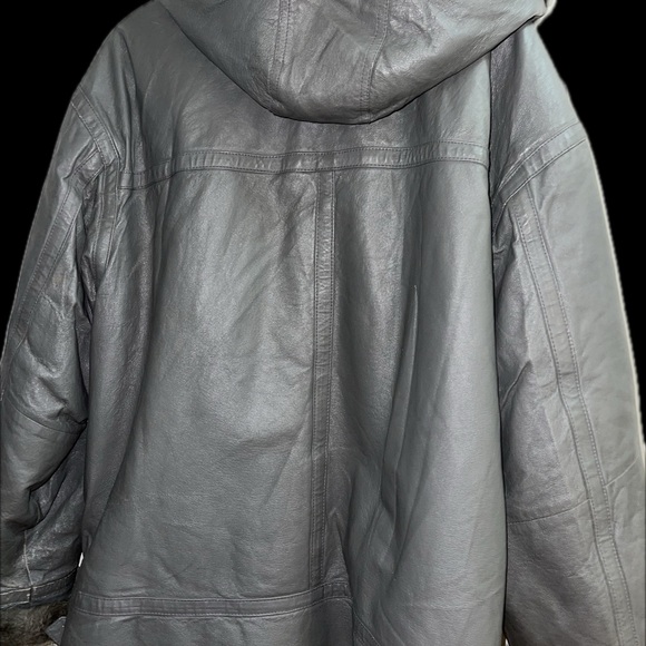 Men's Black Hooded Leather Field Jacket - Picture 7 of 8